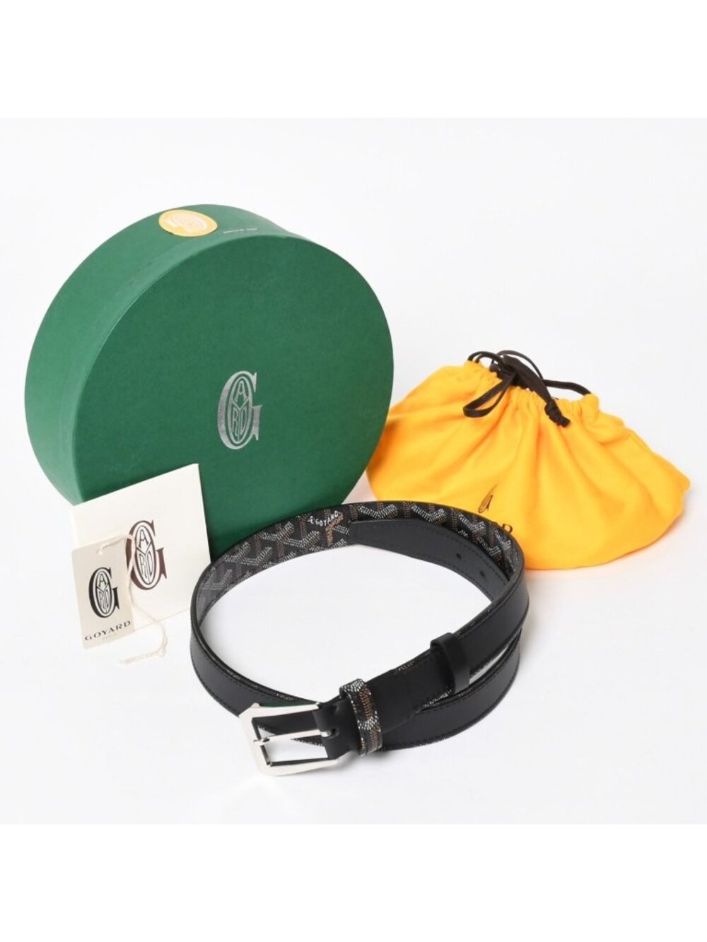 Goyard Belt Fregat 85 Black Brown Silver